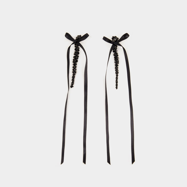 Boucles D'oreilles Bow Ribbon Drip - Simone Rocha - Cristal - Noir