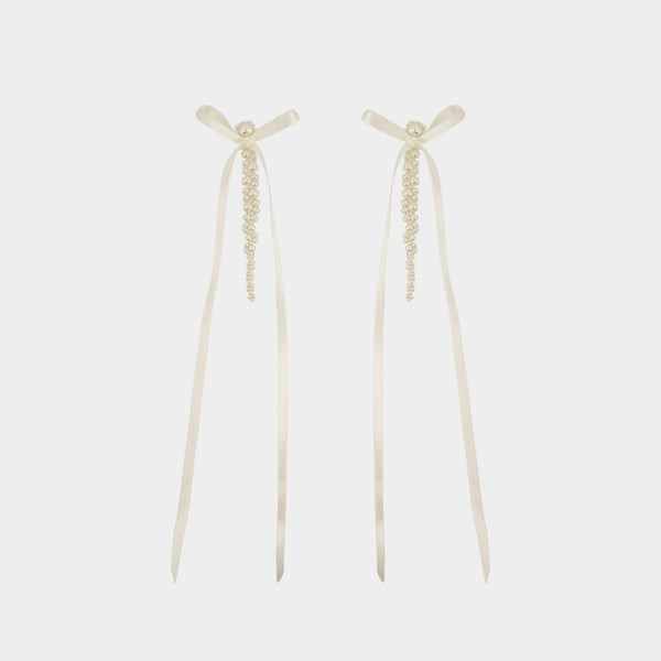 Boucles D'oreilles Bow Ribbon Drip - Simone Rocha - Perle - Beige