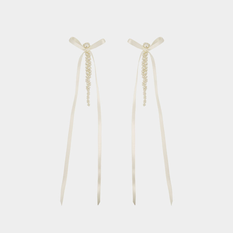 Boucles D'oreilles Bow Ribbon Drip - Simone Rocha - Perle - Beige