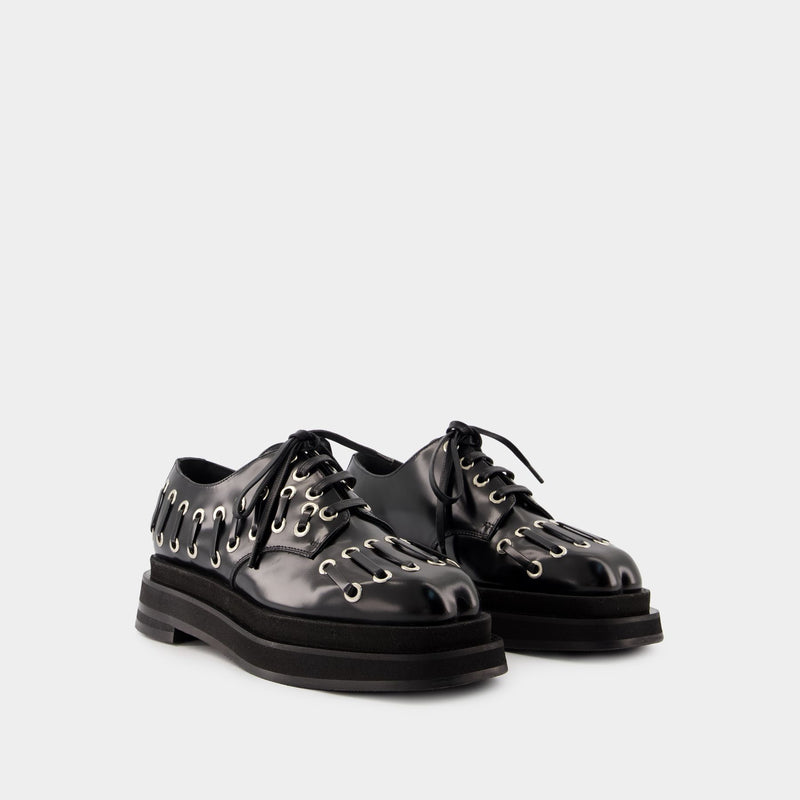 Mocassins Heart Toe Grommet Brogue - Simone Rocha - Cuir - Noir