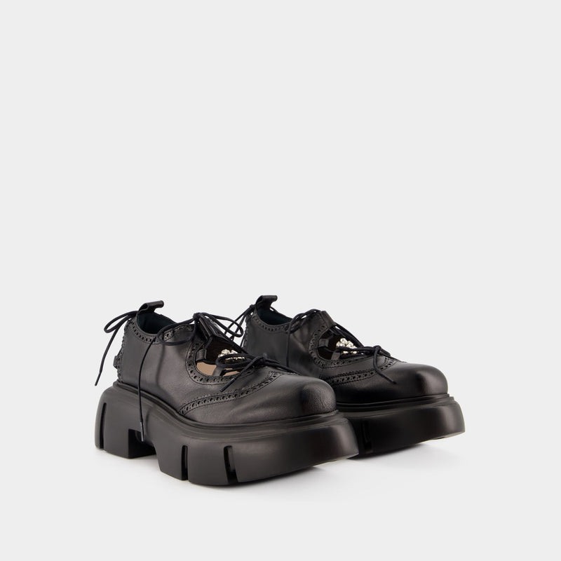 Sneakers Ghillie Brogue - Simone Rocha - Cuir - Noir