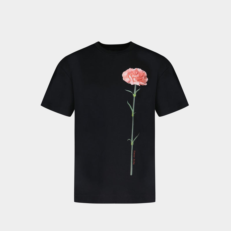 T Shirt Carnation Print - Simone Rocha - Jersey - Noir