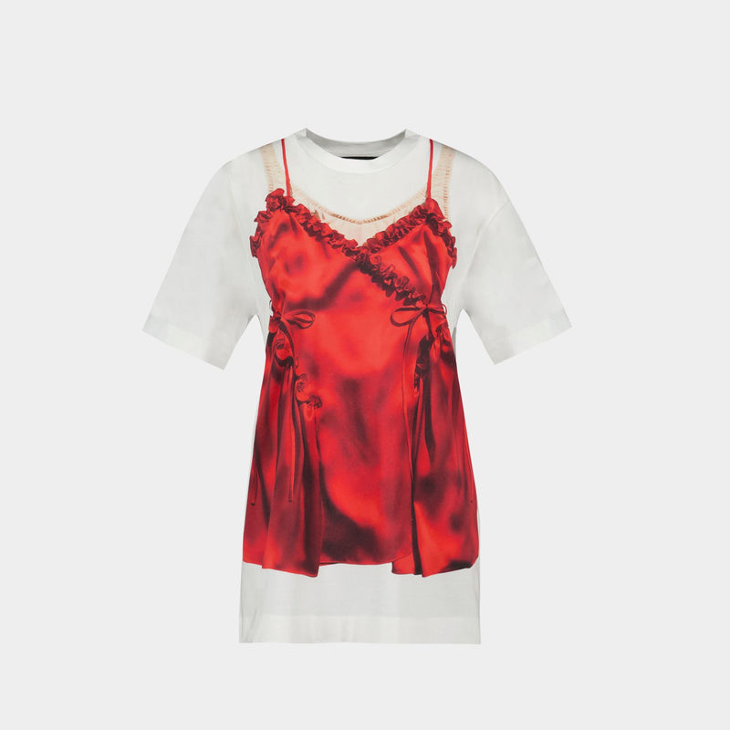 T-Shirt Negligee Trompe L'oeil - Simone Rocha - Coton - Blanc