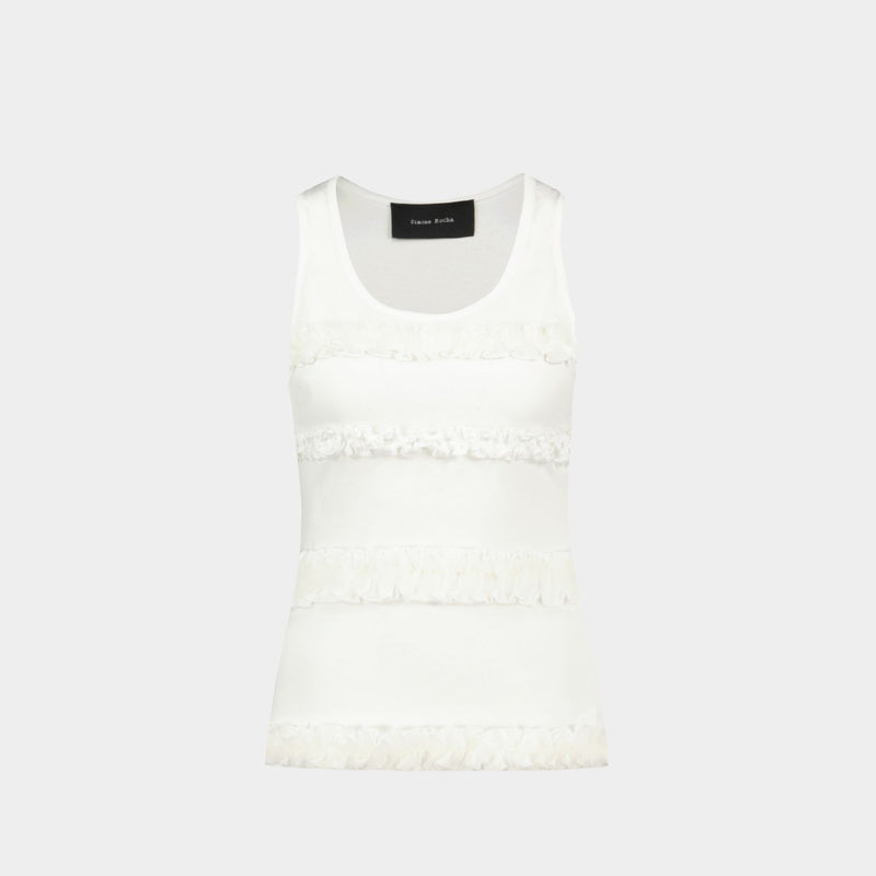 T-Shirt Fitted Ruffle Frill - Simone Rocha - Coton - Blanc