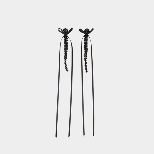 Boucles D'oreilles Slim Bow Ribbon - Simone Rocha - Cristal - Noir