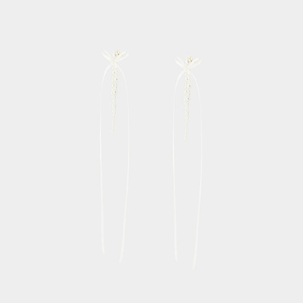 Boucles D'oreilles Slim Bow Ribbon - Simone Rocha - Cristal - Blanc