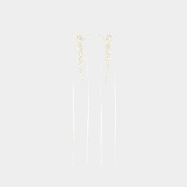Boucles D'oreilles Slim Bow Ribbon - Simone Rocha - Cristal - Blanc
