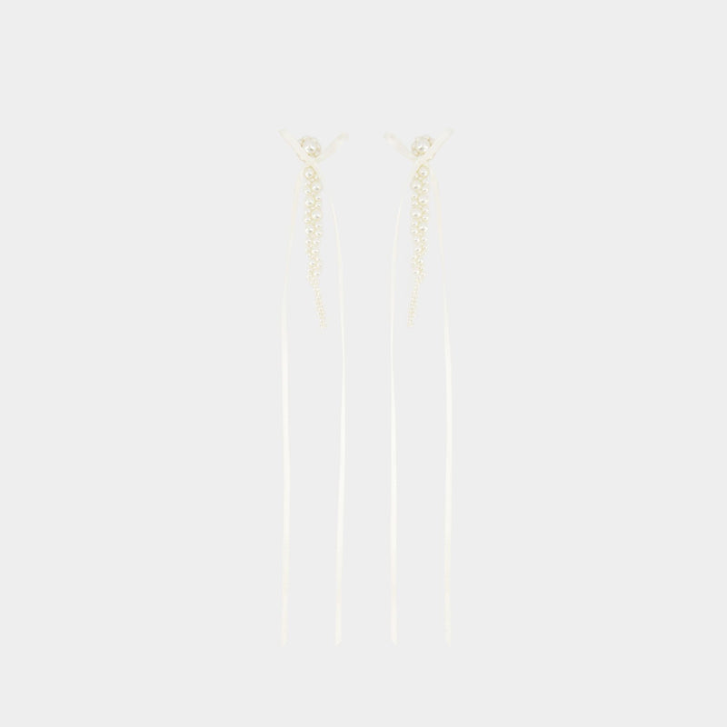 Boucles D'oreilles Slim Bow Ribbon - Simone Rocha - Cristal - Blanc