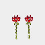 Boucles D'oreilles Crystal Carnation - Simone Rocha - Laiton - Rouge