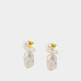 Boucles D'oreilles Stacked Baroque - Simone Rocha - Perle - Blanc