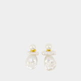 Boucles D'oreilles Stacked Baroque - Simone Rocha - Perle - Blanc