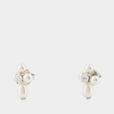 Boucles D'oreilles Pearl & Crystal - Simone Rocha - Perle - Blanc