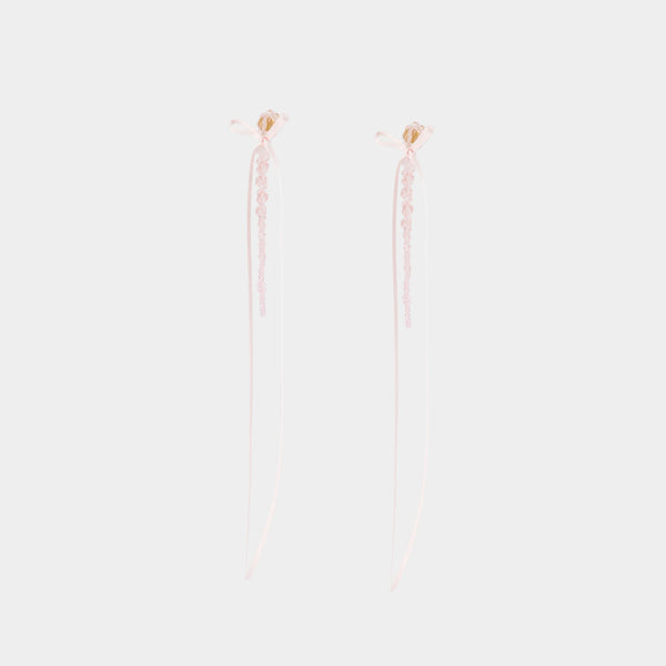 Boucles D'oreilles Slim Bow Ribbon - Simone Rocha - Cristal - Rose