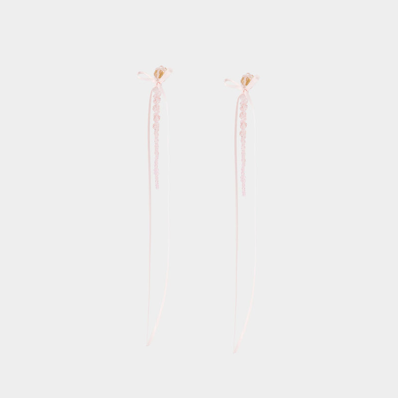 Boucles D'oreilles Slim Bow Ribbon - Simone Rocha - Cristal - Rose