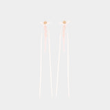 Boucles D'oreilles Slim Bow Ribbon - Simone Rocha - Cristal - Rose