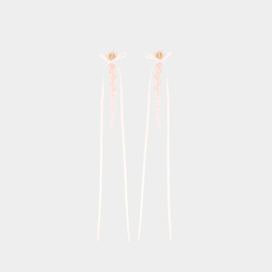 Boucles D'oreilles Slim Bow Ribbon - Simone Rocha - Cristal - Rose