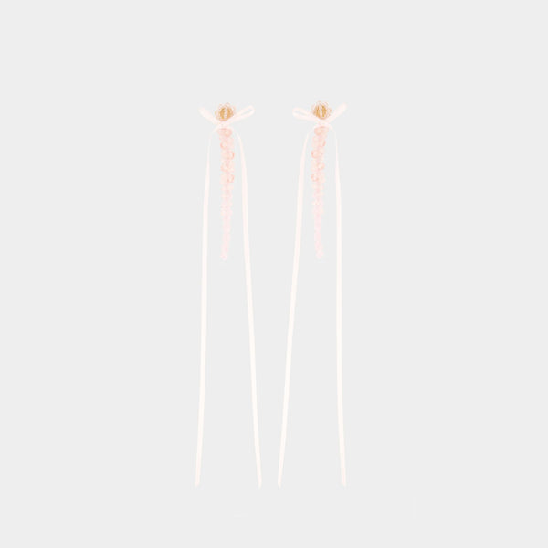 Boucles D'oreilles Slim Bow Ribbon - Simone Rocha - Cristal - Rose