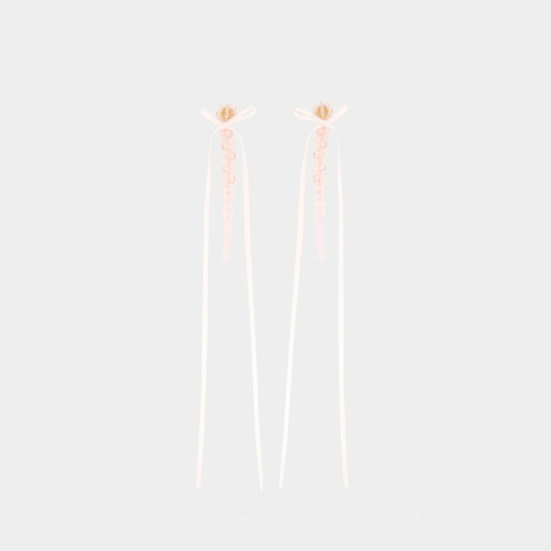 Boucles D'oreilles Slim Bow Ribbon - Simone Rocha - Cristal - Rose