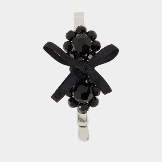 Barrettes Petite Bow Mini Flower - Simone Rocha - Crystal - Noir