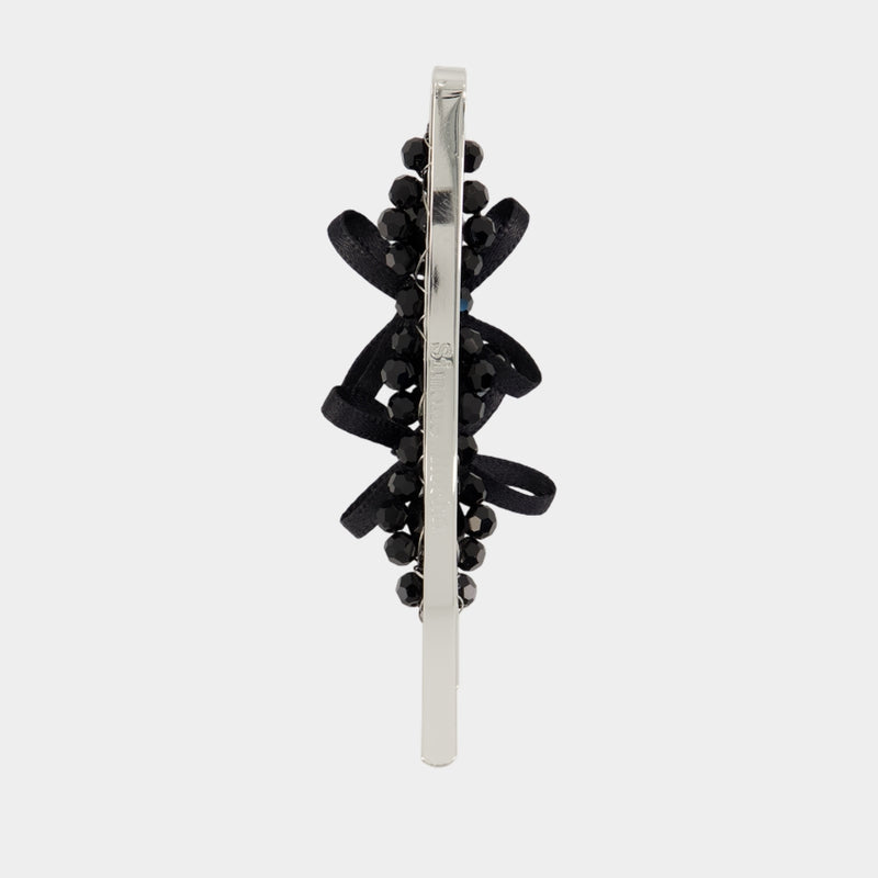 Barrettes Petite Bow Flower - Simone Rocha - Crystal - Noir