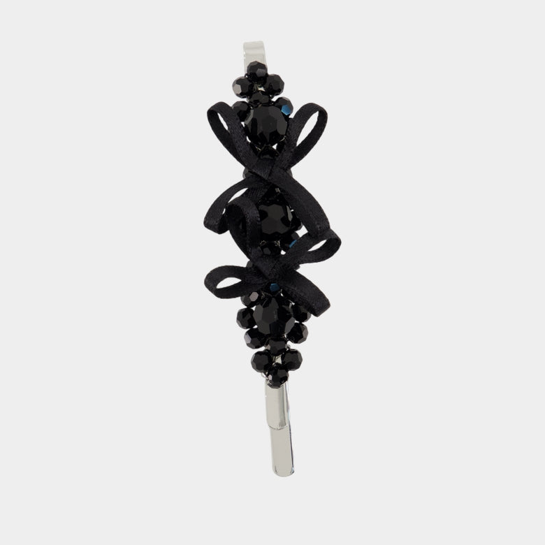 Barrettes Petite Bow Flower - Simone Rocha - Crystal - Noir