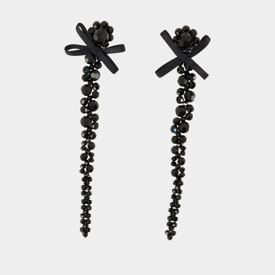 Boucles D'oreilles Petite Bow Drip - Simone Rocha - Crystal - Noir