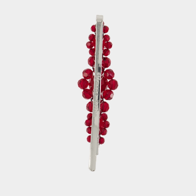 Barrettes Large Flower Hair Clip - Simone Rocha - Laiton - Rouge
