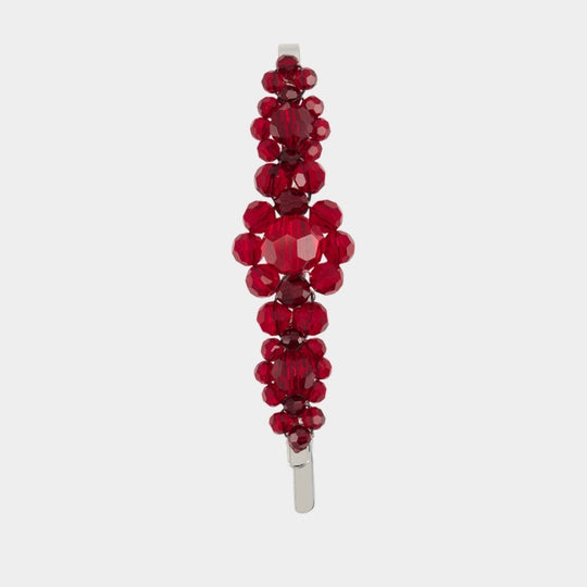 Barrettes Large Flower Hair Clip - Simone Rocha - Laiton - Rouge