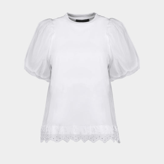 T-Shirt Tulle Overlay Puff Sleeve Lace - Simone Rocha - Coton - Blanc