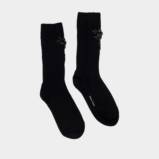 Chaussettes Chunky Ankle - Simone Rocha - Laine - Noir