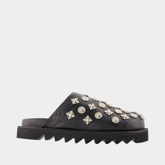 Mules en Cuir Noir
