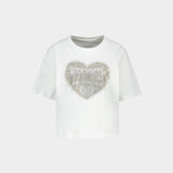 T-Shirt Taida Heart Strass - Zadig & Voltaire - Coton - Blanc