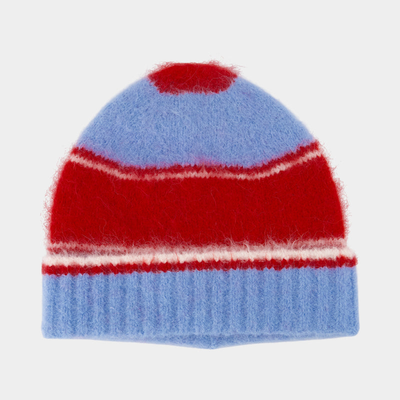 Bonnet Sajeanne - Samsoe Samsoe - Laine - Rouge/Bleu