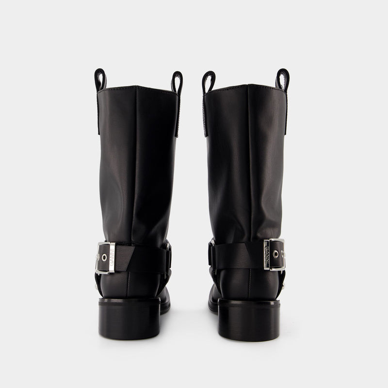 Bottes Biker Tubular - Ganni - Cuir Synthétique - Noir