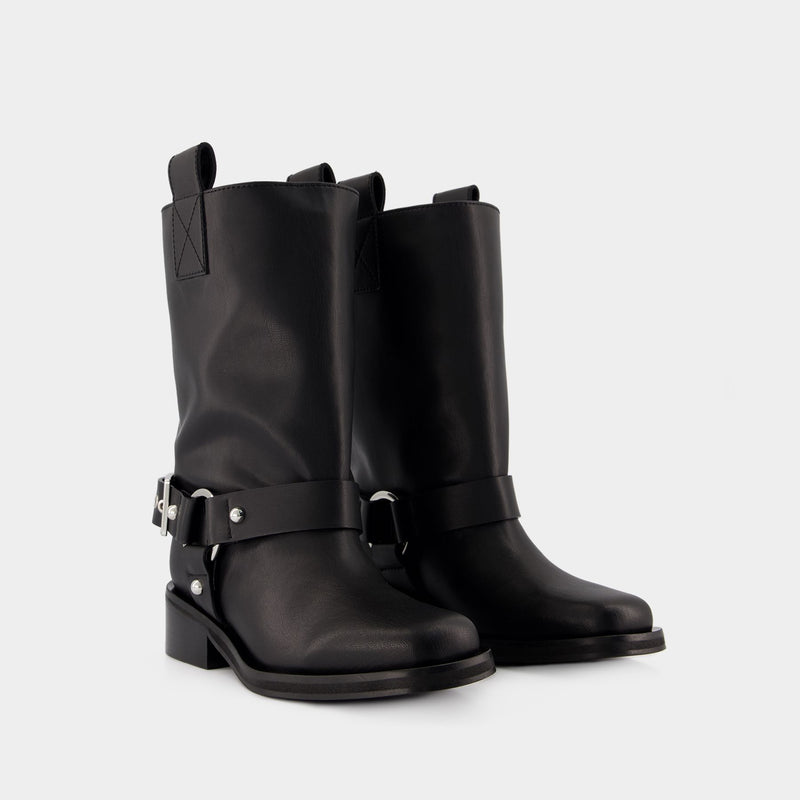 Bottes Biker Tubular - Ganni - Cuir Synthétique - Noir