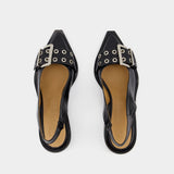 Slingback Feminine Buckle - Ganni - Cuir Synthétique - Noir