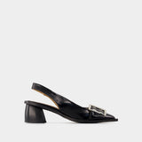 Slingback Feminine Buckle - Ganni - Cuir Synthétique - Noir