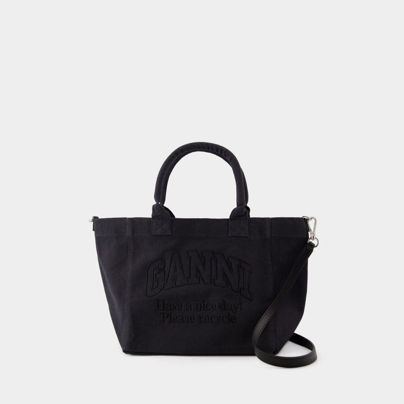 Cabas Small Easy Shopper - Ganni - Coton - Noir