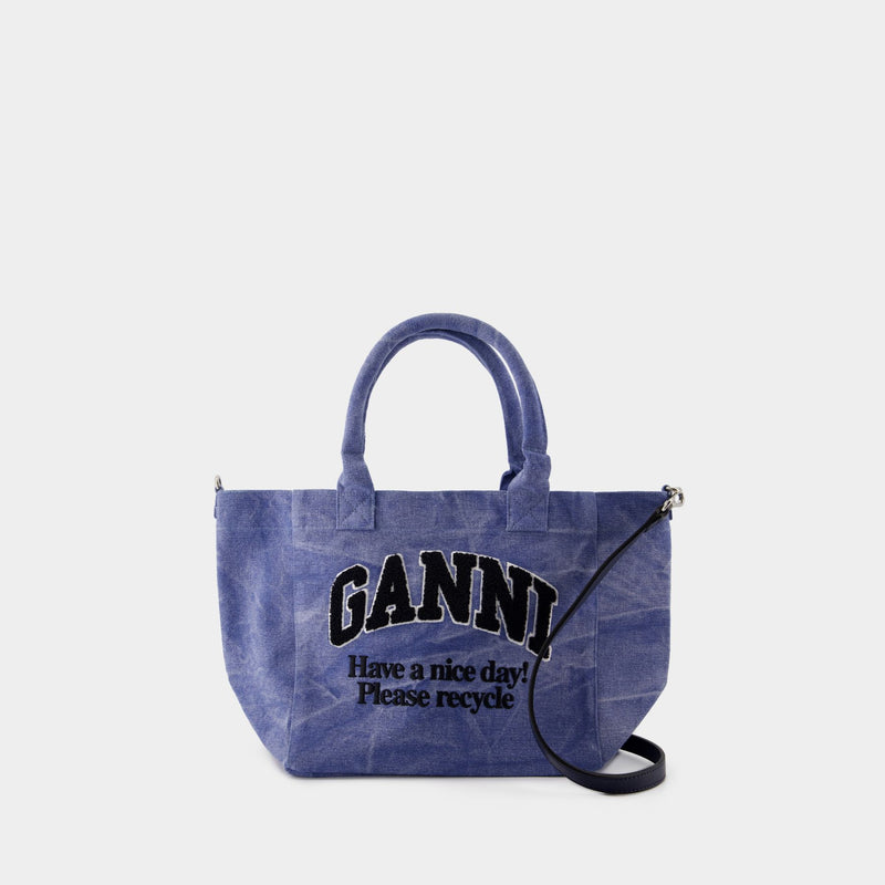 Cabas Small Easy Shopper - Ganni - Coton - Bleu