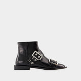 Bottines Feminine Buckle - Ganni - Cuir Synthétique - Noir