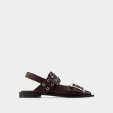 Ballerines Feminine Buckle - Ganni - Cuir Synthétique - Marron