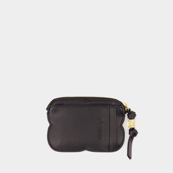 Portefeuille Butterfly Compact - Ganni - Cuir Synthétique - Noir
