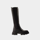 Bottes Cleated High Chelsea - Ganni - Cuir Synthétique - Noir