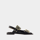 Ballerines Feminine Buckle - Ganni - Cuir Synthétique - Noir