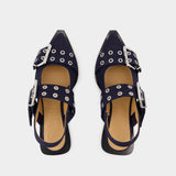 Ballerines Feminine Buckle - Ganni - Coton - Bleu