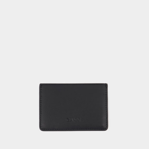 Porte Carte Ganni Bou - Ganni - Cuir - Noir