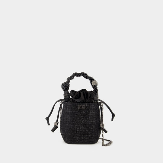 Sac À Bandoulière Bou Bucket Mini Strass - Ganni - Polyester - Noir