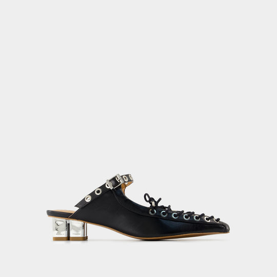 Mules Eyelets - Ganni - Synthetique - Noir