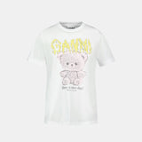 T Shirt Basic Teddy - Ganni - Coton - Blanc