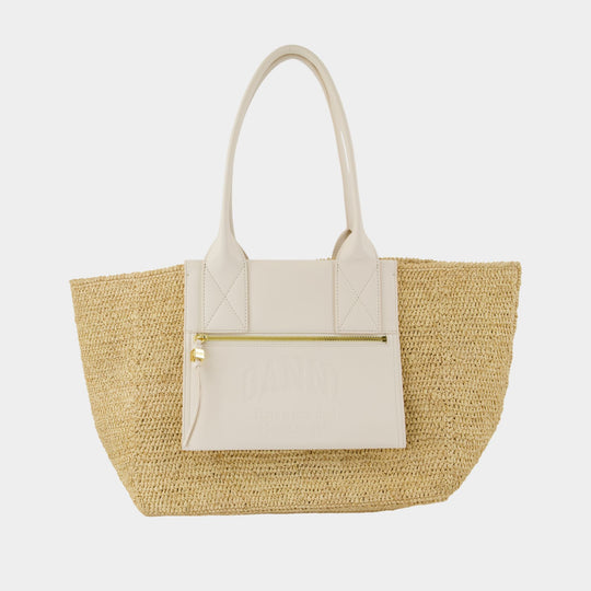 Cabas Easy Medium - Ganni - Raffia - Blanc
